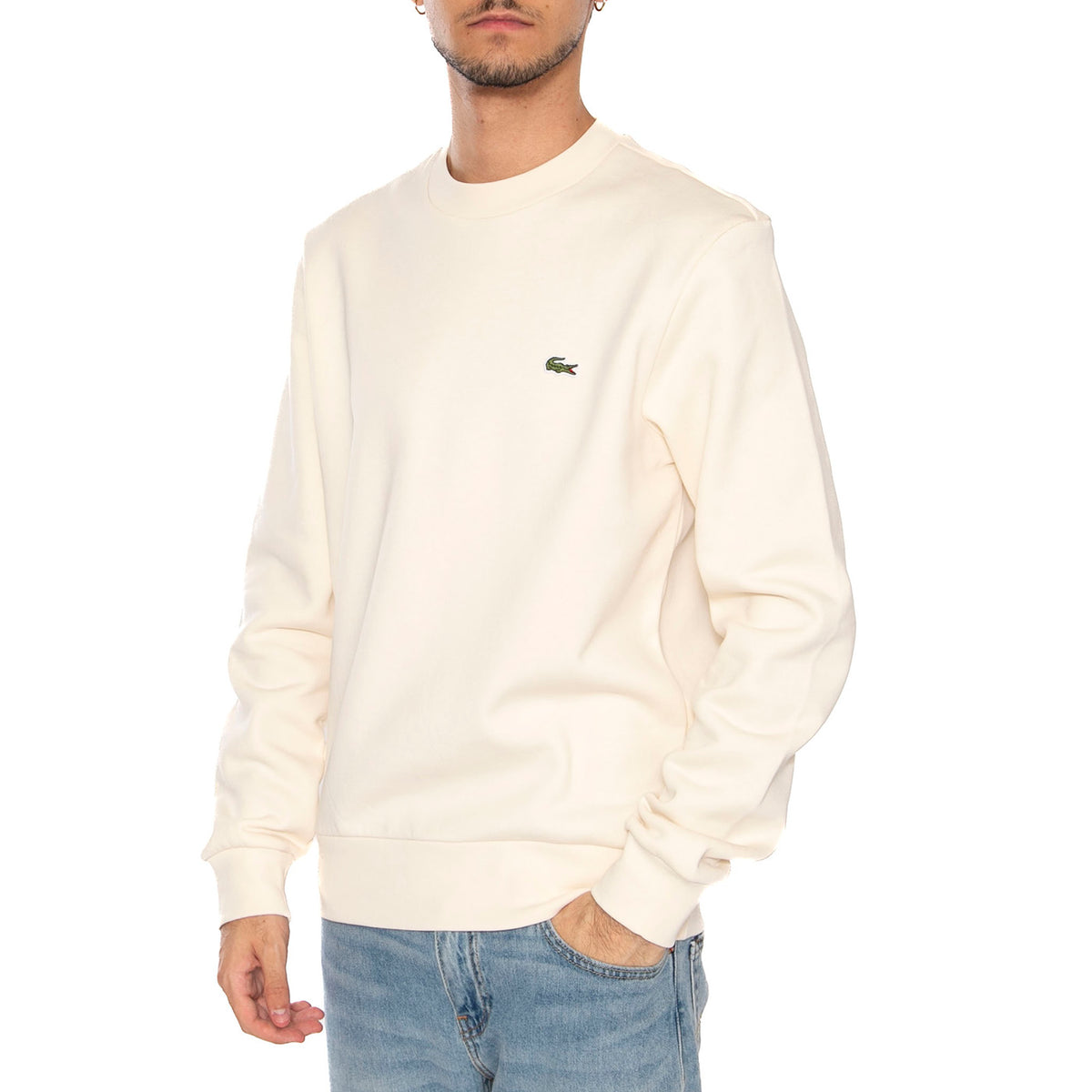 Sweatshirt XFJ White - Felpa Girocollo Uomo Bianca SH9608-XFJ . LACOSTE 
