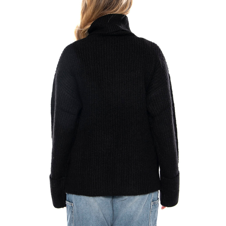 Wide Cuff Turtle Neck Unionall Black -- Maglione Collo Alto Donna Nero 112371056 . LEE 