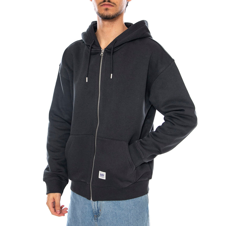 WW Full Zip Hoodie Washed Black - Felpa con Cappuccio e Zip Uomo Nera 112372356 . LEE 