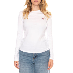 Essential HM LS Tee White + Neutral -- Maglietta Girocollo Donna Bianca 000KL-0000 . LEVIS 