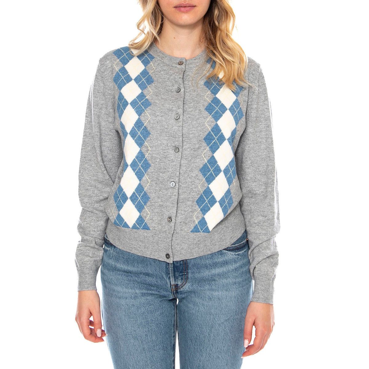 Super Soft Crewneck Cardi Elgin Placed A Blue -- Cardigan Donna Multicolore 0037P-0005 . LEVIS 
