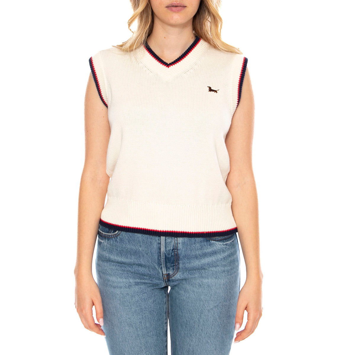 Charlie V-Neck Vest Tofu Neutral -- Gilet Donna Bianco 0037T-0001 . LEVIS 