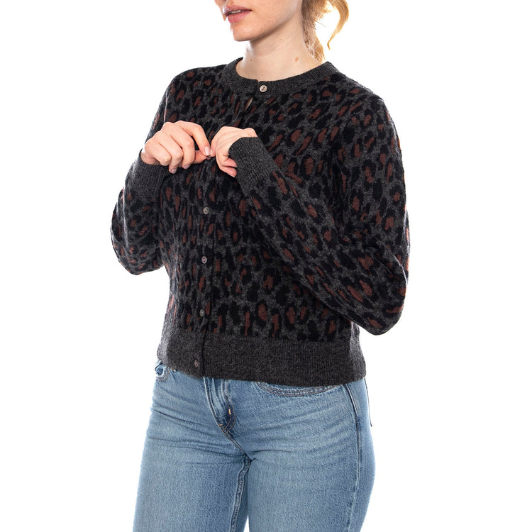 Tara Wooly Cardigan - Dilara Leopard Charc Black - Cardigan Donna Nero 004H1-0000 . LEVIS 