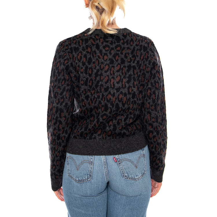 Tara Wooly Cardigan - Dilara Leopard Charc Black - Cardigan Donna Nero 004H1-0000 . LEVIS 