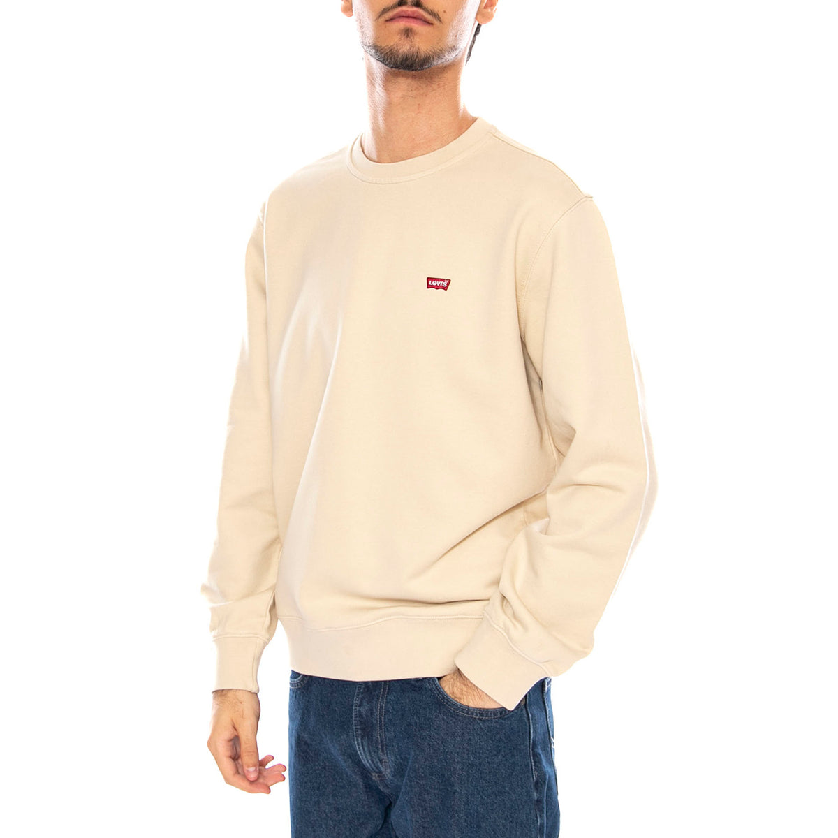 The Original HM Crew Fog French Terry Neutral - Felpa Girocollo Uomo Beige 35909-0057 . LEVIS 