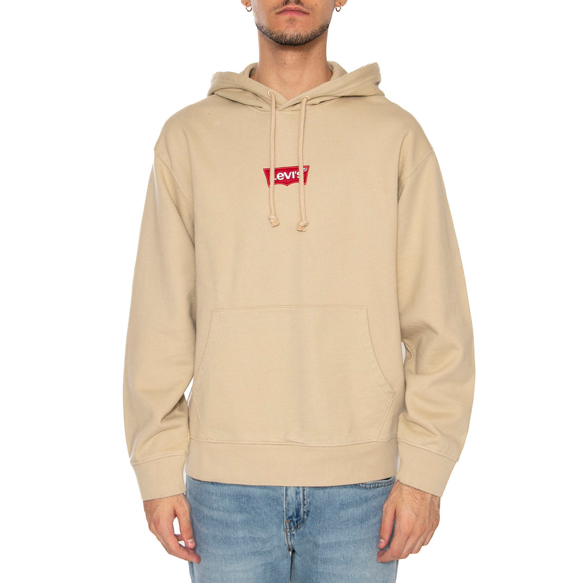 Relaxed Graphic PO Badge Batwing White P Neutral - Felpa con Cappuccio Uomo Beige 38479-0423 . LEVIS 
