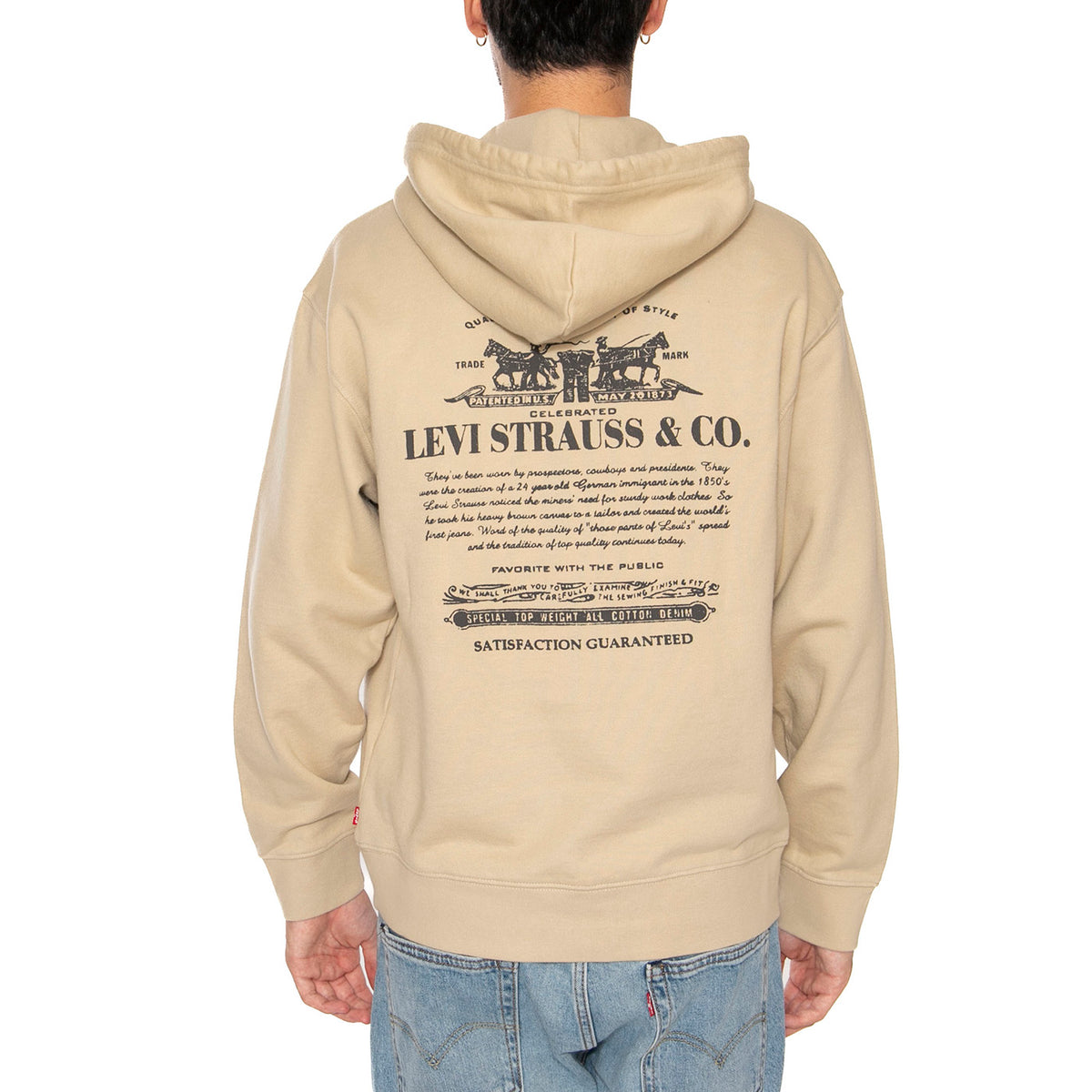 Relaxed Graphic PO Badge Batwing White P Neutral - Felpa con Cappuccio Uomo Beige 38479-0423 . LEVIS 