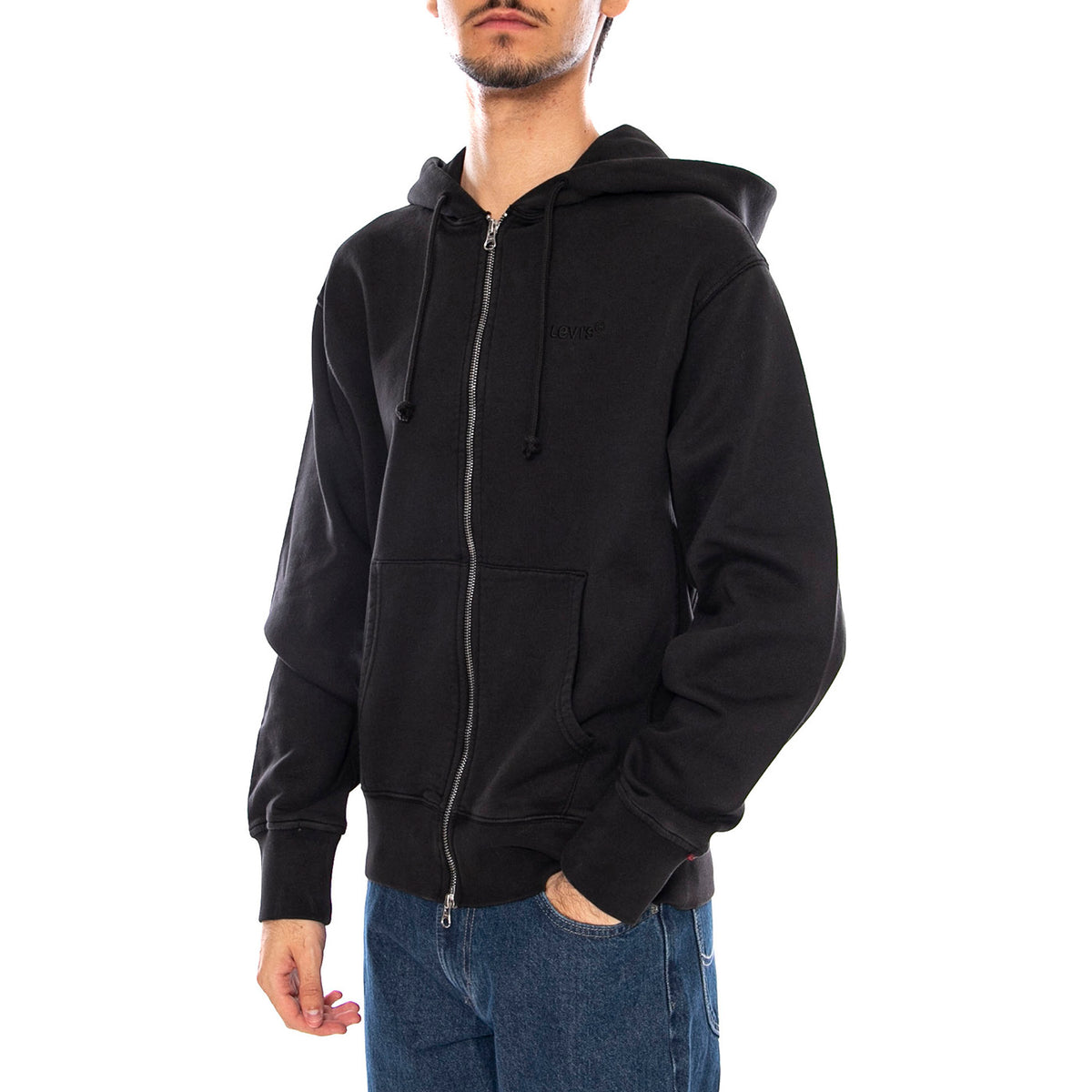 Authentic Full Zip Black Agate Garment D Black - Felpa con Cappuccio e Zip Uomo Nera A9265-0000 . LEVIS 