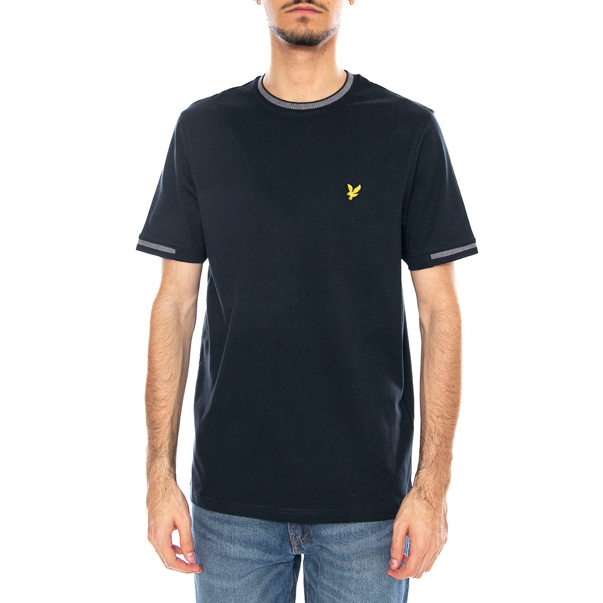 Birdseye Half Tipped T-Shirt Dark Navy/Ash Lilac - Maglietta Girocollo Uomo Blu TS2305V-X941 . LYLE & SCOTT 