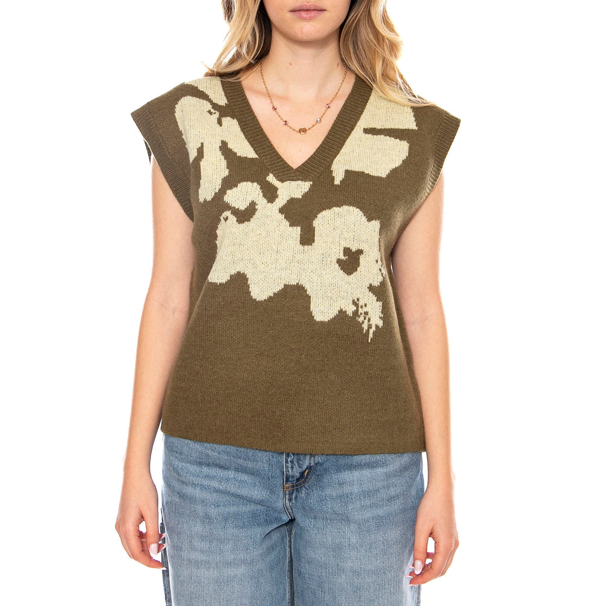 MD M Knitted Vests 119 Dark Khaki - Gilet Donna Verde Scuro 3.46.210.17 . MD'M 