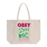 Obey Art Studio Flowers Tote Bag Natural - White Shopping Bag Tote Bag OBEY ACCESSORIES