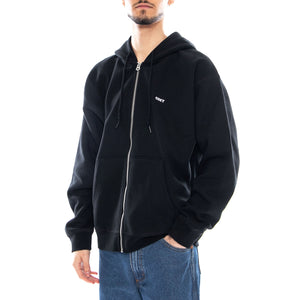 ESTABLISHED WORKS BOLD ZIP HOOD II FLEECE - Felpa con Cappuccio Uomo Nera 112460022 BLK OBEY 