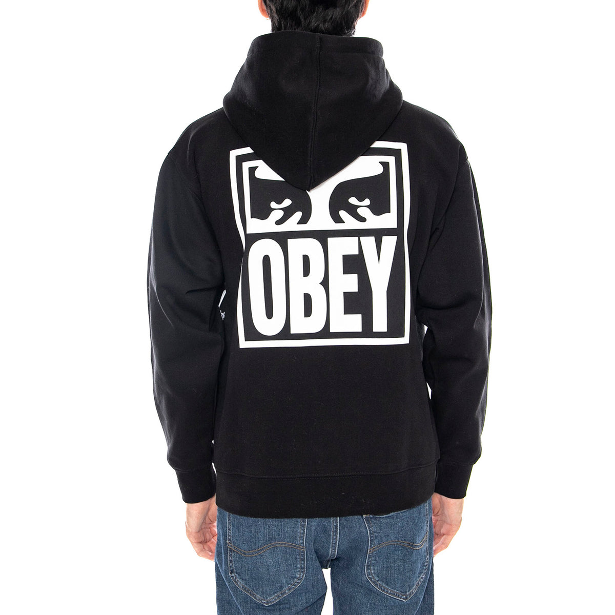 Obey Eyes Icon Hood Fleece Black - Felpa con Cappuccio Uomo Nera 112843126 BLK OBEY 