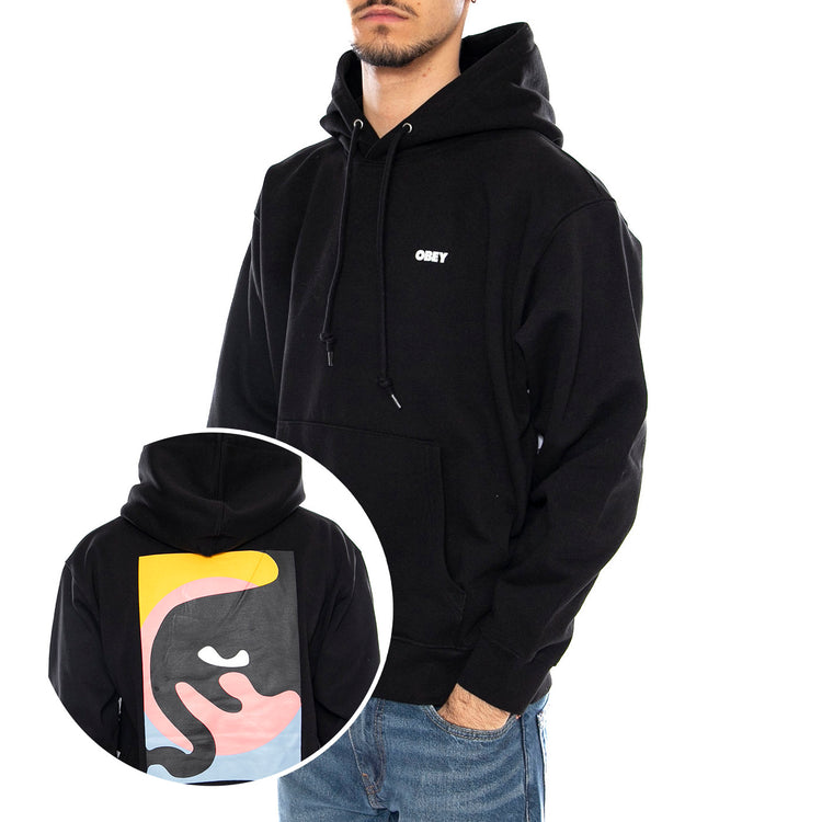 OBEY Quarter Icon Fleece Black -- Felpa con Cappuccio Uomo Nera 112844193 BLK OBEY 