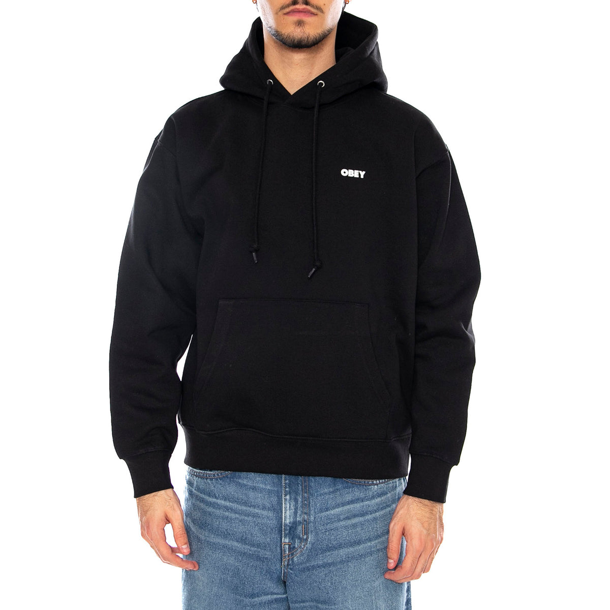 OBEY World In Flames Fleece Black - Felpa con Cappuccio Uomo Nera 112844236 BLK OBEY 