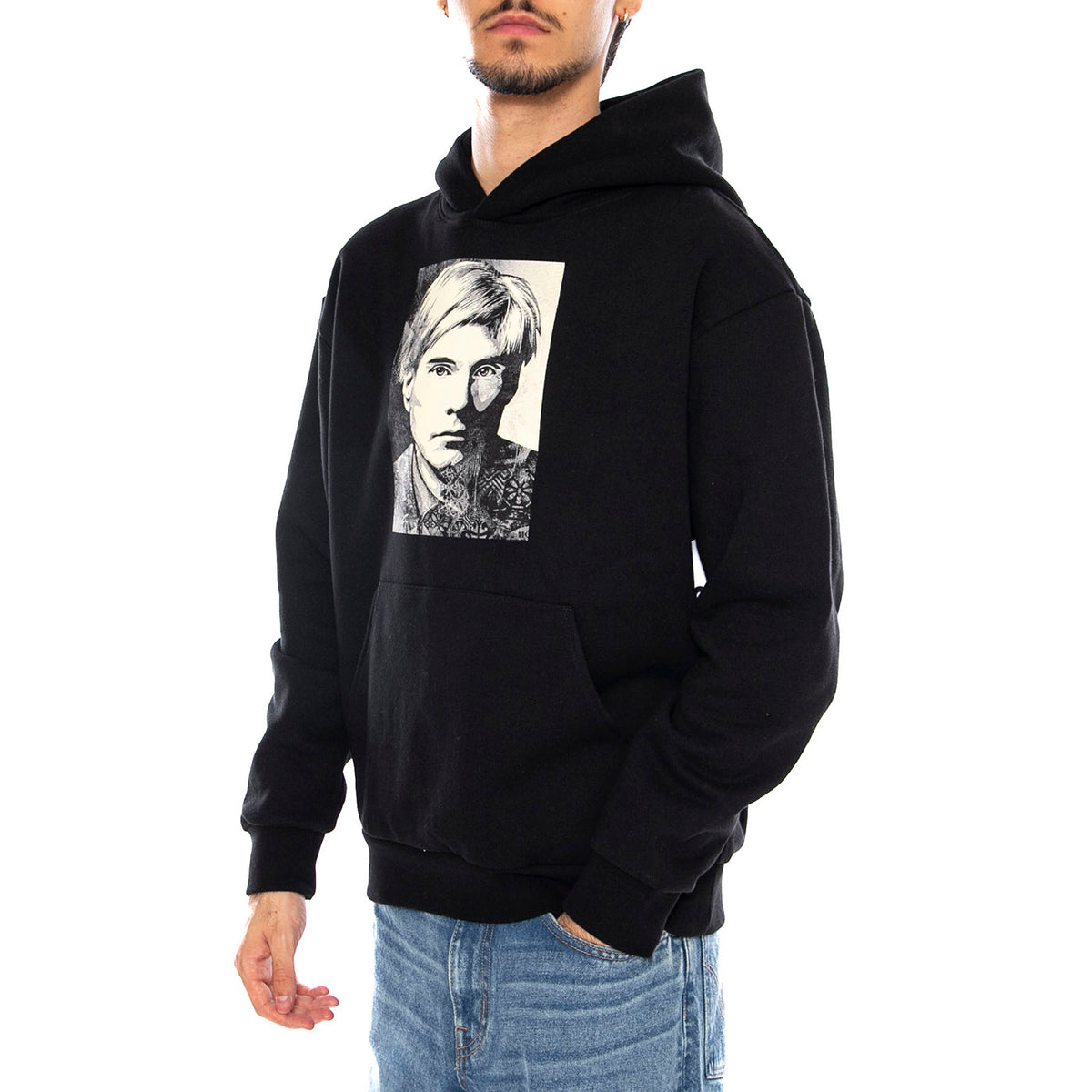 OBEY Warhole Fleece Black - Felpa con Cappuccio Uomo Nera 118164241 BLK OBEY 