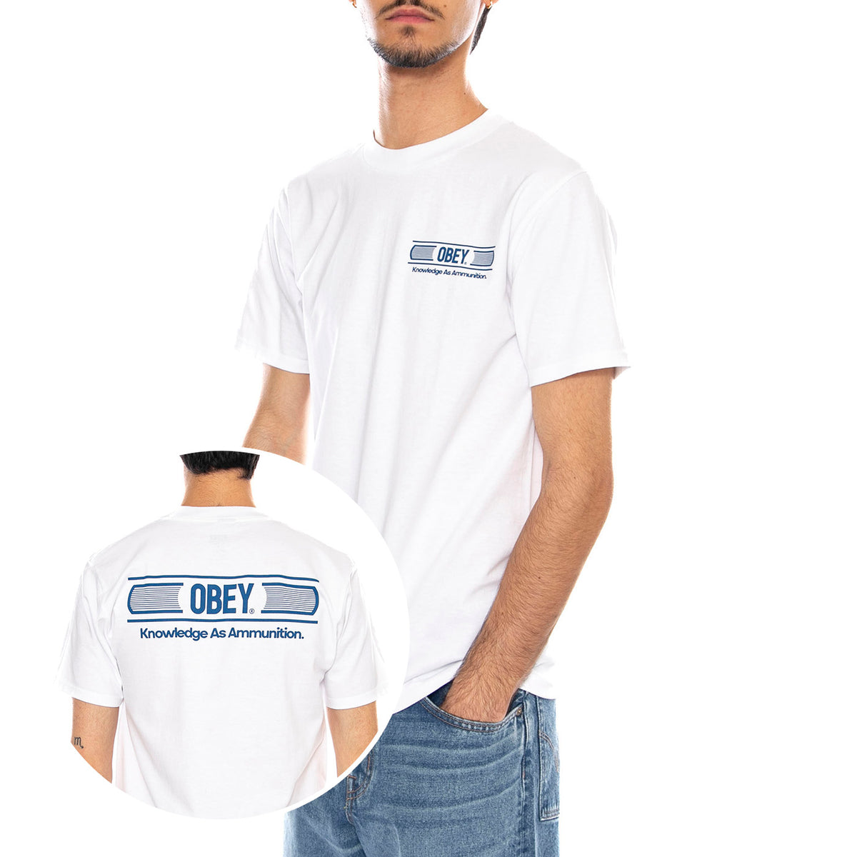 OBEY Knowledges As Ammunition Tee White - Maglietta Girocollo Uomo Bianca 165264218 WHT OBEY 