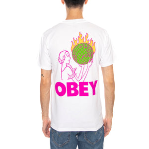 OBEY World in Flames Tee -- Maglietta Girocollo Uomo Bianca 165264236 WHT OBEY 