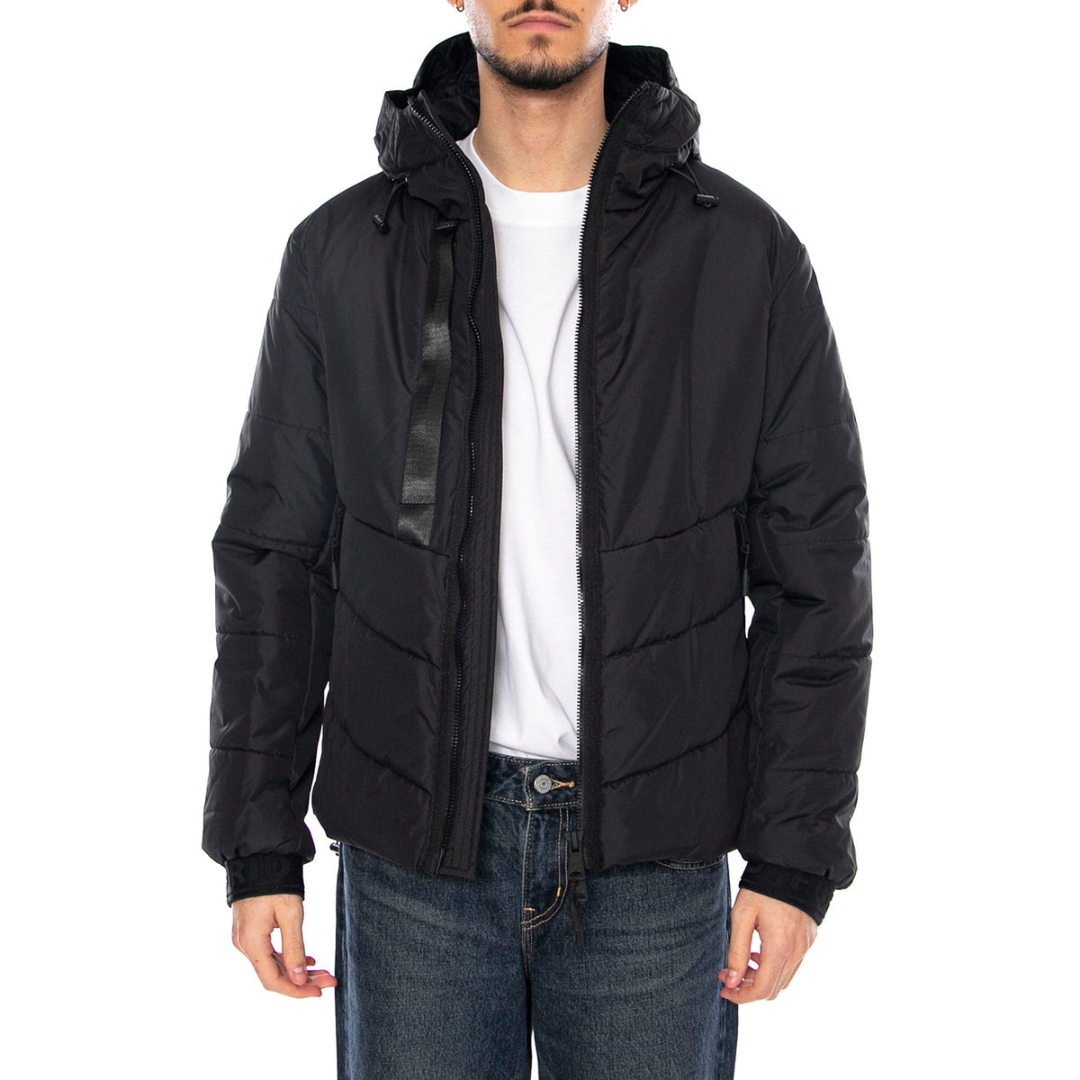 Muster Padding Jacket Black - Giacca con Cappuccio Uomo Nera OGJ027-BLACK . OFF GRID 