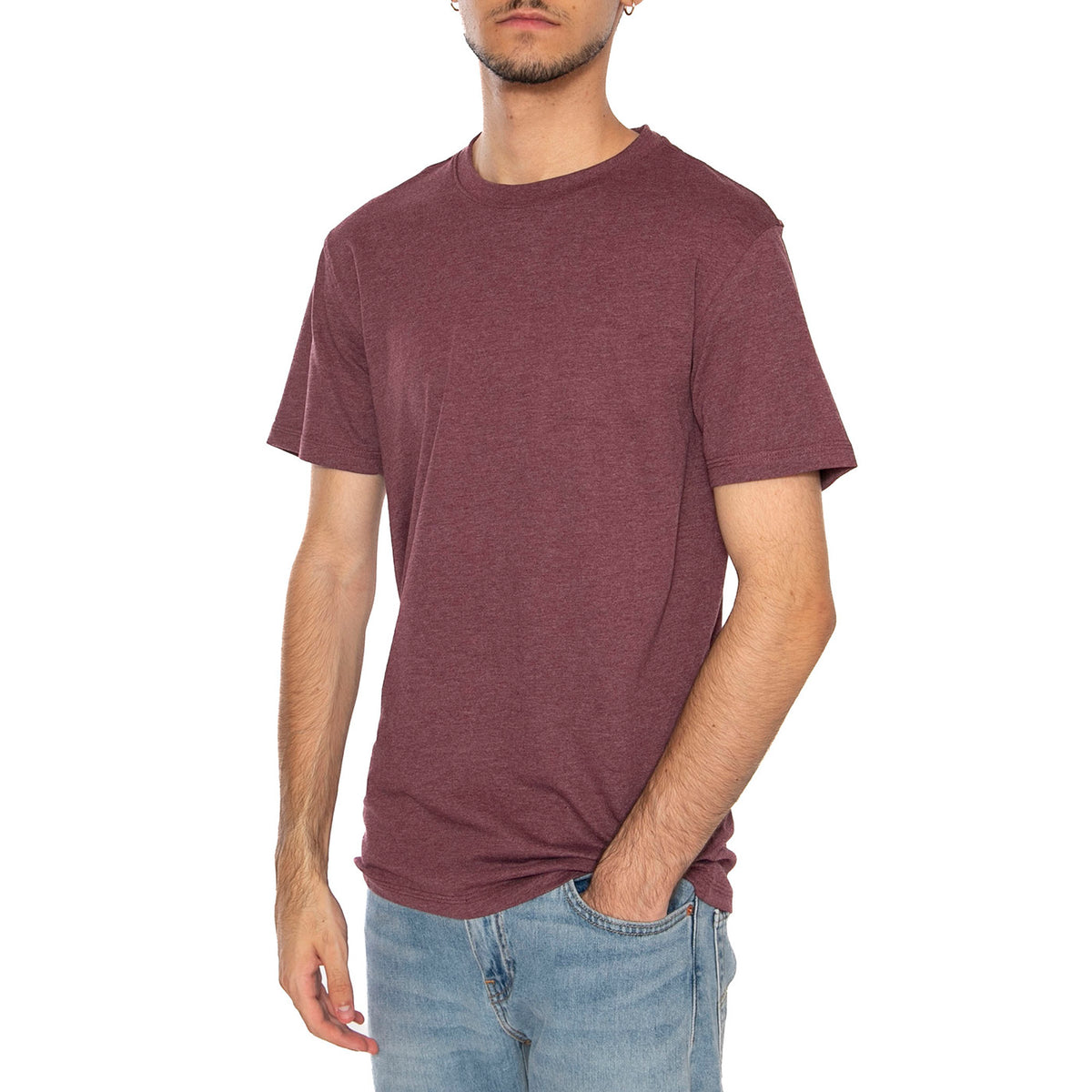 Max Life SS Stitch Tee Noos Port Royale Melange - Maglietta Girocollo Uomo Bordeaux 22025208-4811733 . ONLY & SONS 