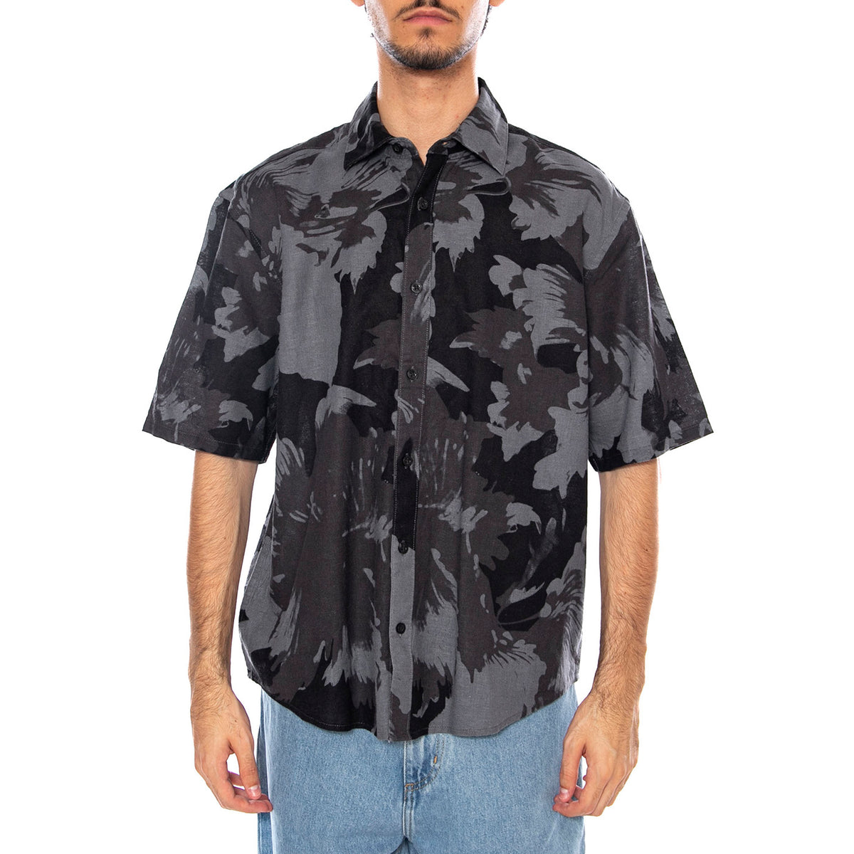 Onscaiden Life SS Relax AOP Linen Shirt Black - Camicia Maniche Corte Uomo Multicolore 22032123-CA . ONLY & SONS 