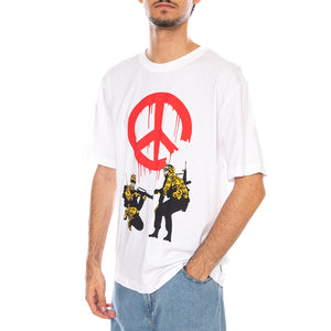Banksy SS Relax Tee Bright White - Maglietta Girocollo Uomo Bianca con stampa Banksy 22035158-4825923 . ONLY & SONS 