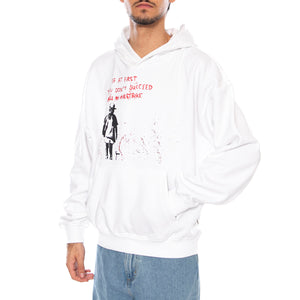 BANKSY VTG Hoodie VD Bright White Airstrike - Felpa con Cappuccio Uomo Bianca 22035423-4911254 . ONLY & SONS 