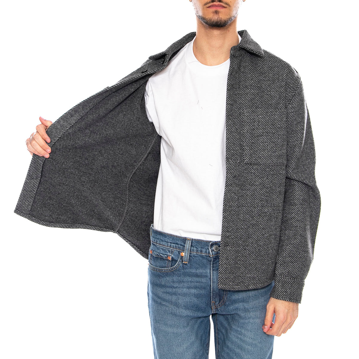 Micah Twill Overshirt FRML -- Camicia Overshirt Uomo Medium Grey Melange 22035478-4839391 . ONLY & SONS 