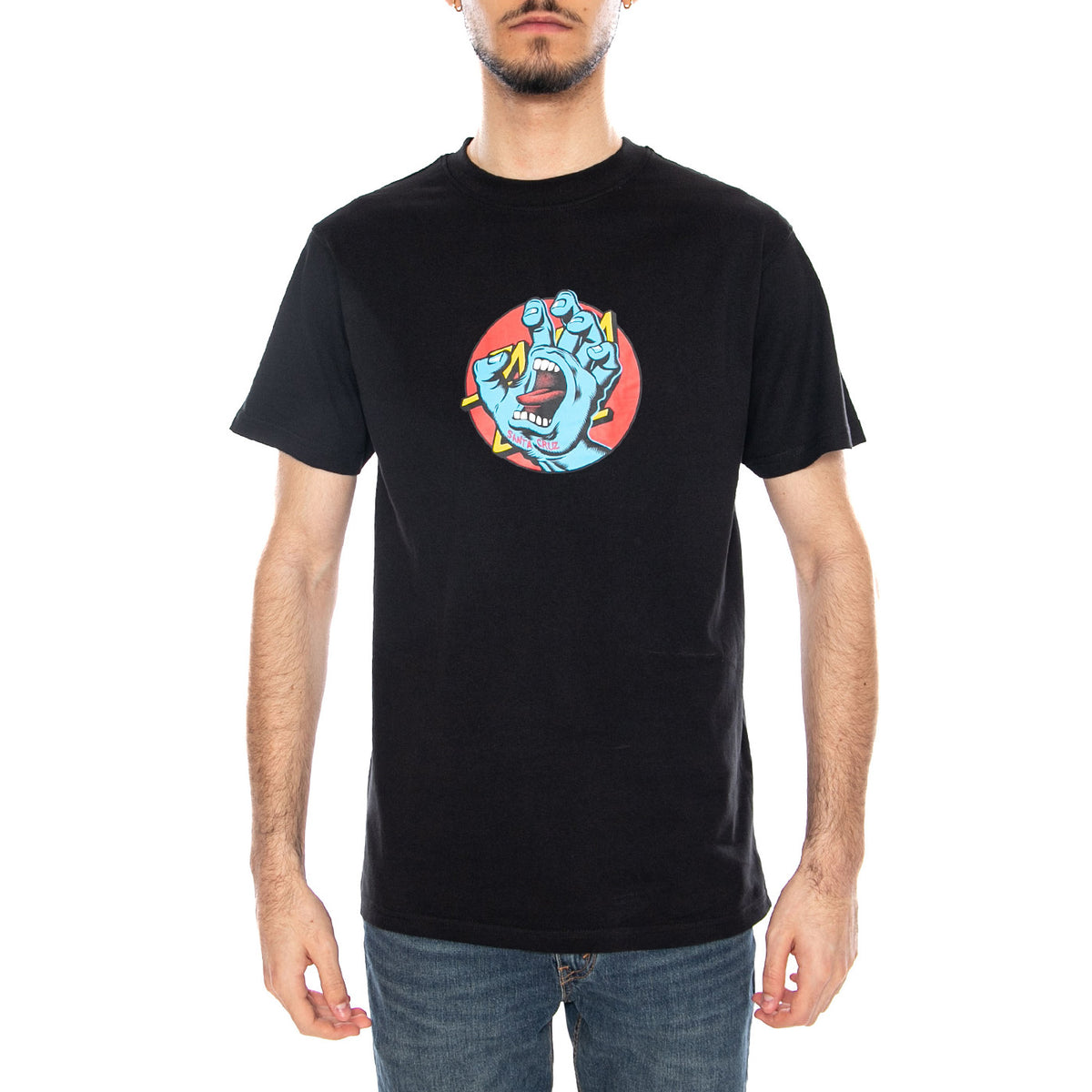 Hand Dot Front Black - Maglietta Girocollo Uomo Nera SCA-TEE-12747 Black SANTA CRUZ 