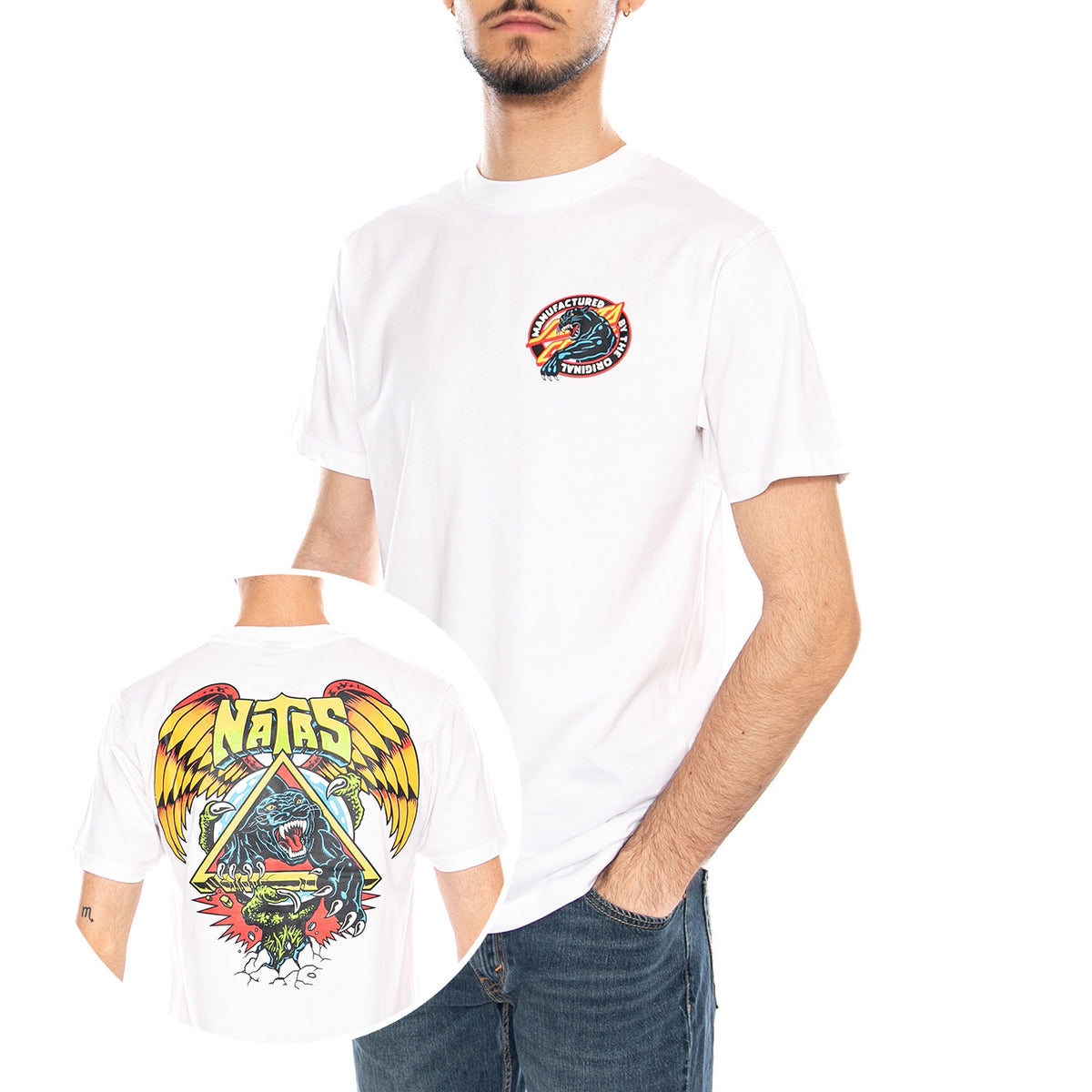 Natas SC Panther White - Maglietta Girocollo Uomo Bianca SCA-TEE-12801 White SANTA CRUZ 