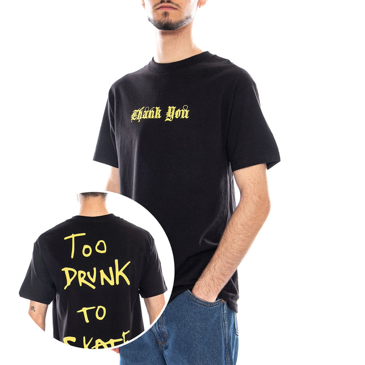 Too Drunk Too Skate Tee Black / Yellow - Maglietta Girocollo Uomo Nera TYASS014-37BLK_YLW . THANK YOU 