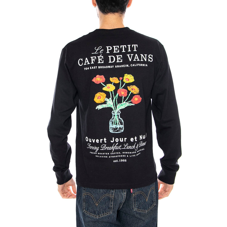 Cafe Vans LS Black - Maglietta Girocollo Maniche Lunghe Uomo Nera VN000PC2BLK1 . VANS 