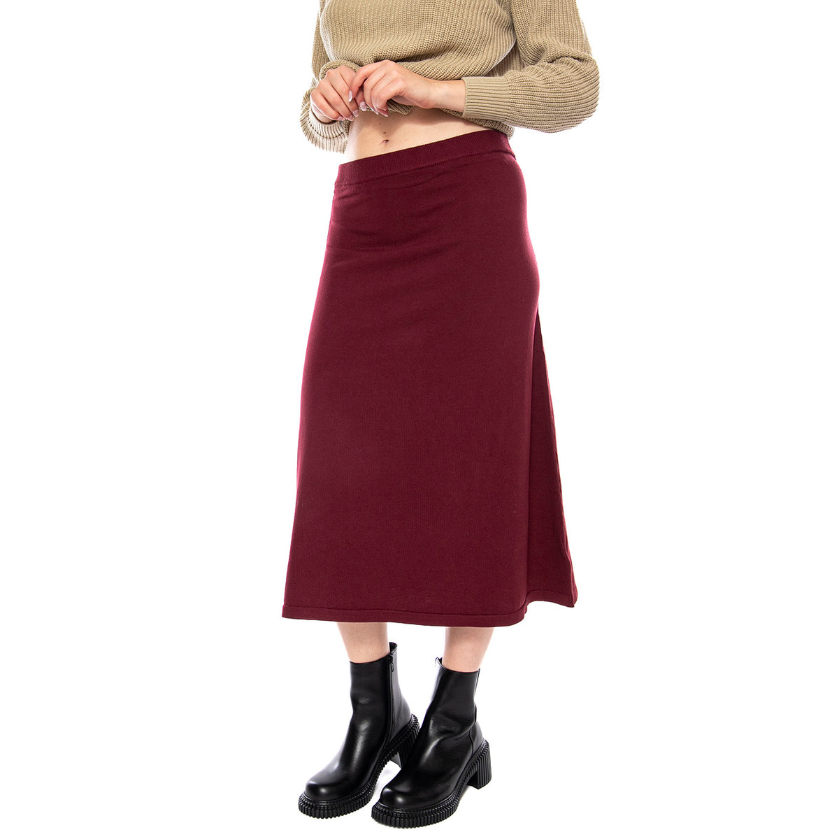 Falda Midigonna Bordeaux -- Gonna Lunga Donna 53W/10601 Burgundy WILD PONY 