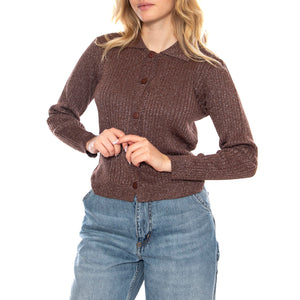 Knit Cardigan -- Cardigan Donna Marrone 53W/10605 Brown WILD PONY 