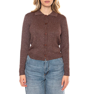 Knit Cardigan -- Cardigan Donna Marrone 53W/10605 Brown WILD PONY 