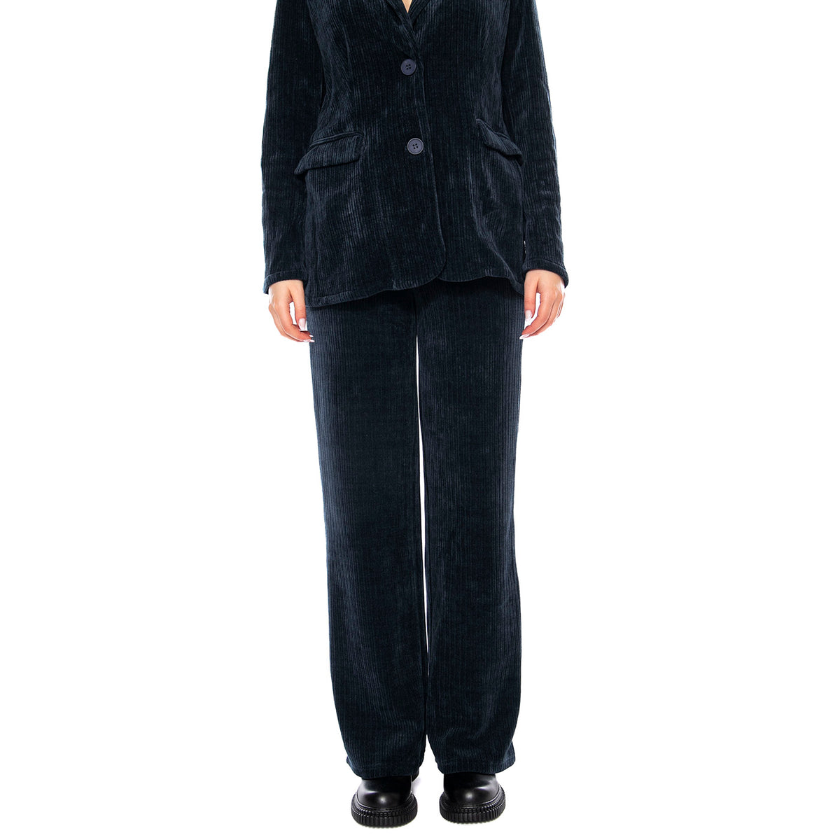 Pantalón de Traje Pana de Terciopelo -- Pantaloni Donna Navy Blue 53W/11229 Navy Blue WILD PONY 