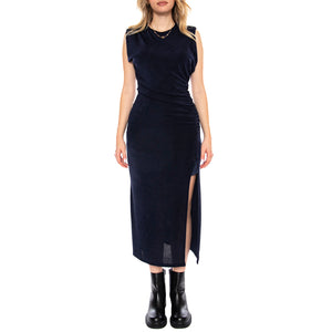 Vestido Midi Fruncido -- Abito Donna Navy Blue Lungo 53W/11236 Navy Blue WILD PONY 