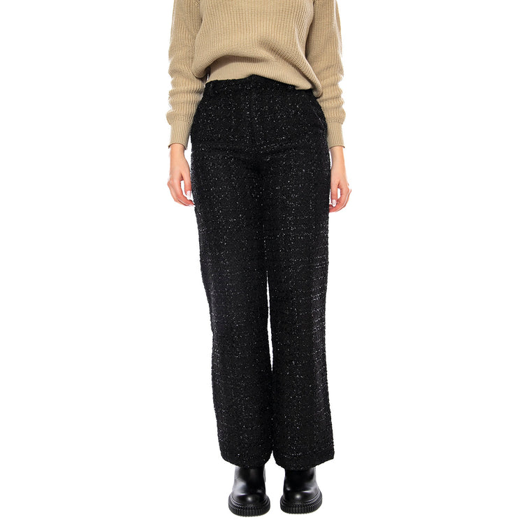 Pantalón Recto Tweed -- Pantaloni Donna Neri 53W/11250 Negro WILD PONY 