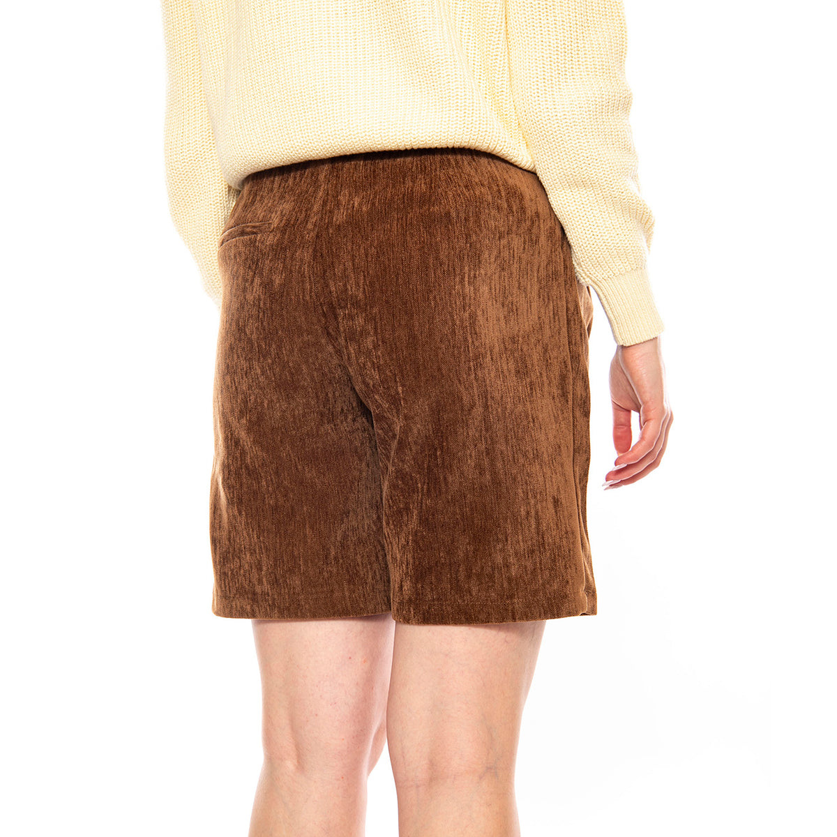 Bermudas de Tiro Alto con Effetto Aterciopelado -- Bermuda Donna Marroni 53W/11255 Brown WILD PONY 