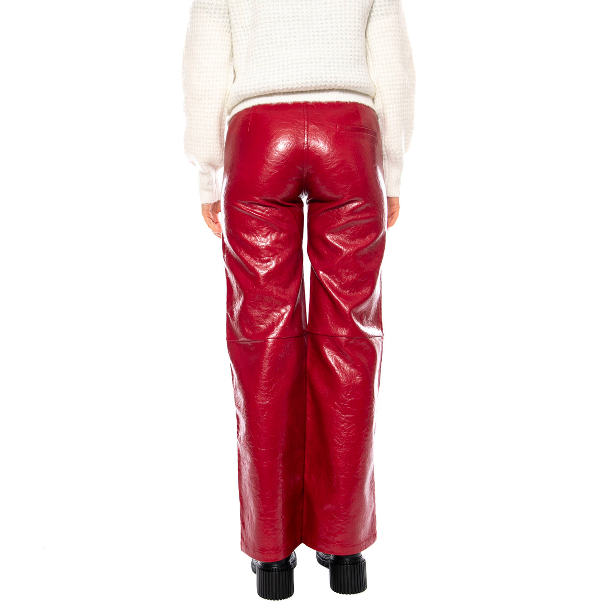 Pantalón Recto Cuero Sintético -- Pantaloni Donna Rossi 53W/11282 Rojo WILD PONY 
