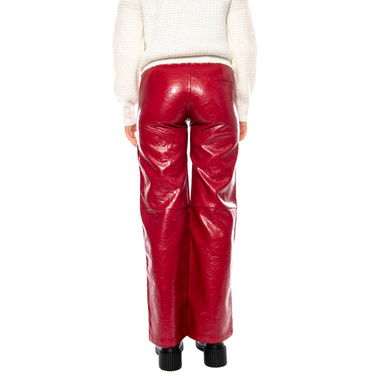 Pantalón Recto Cuero Sintético -- Pantaloni Donna Rossi 53W/11282 Rojo WILD PONY 
