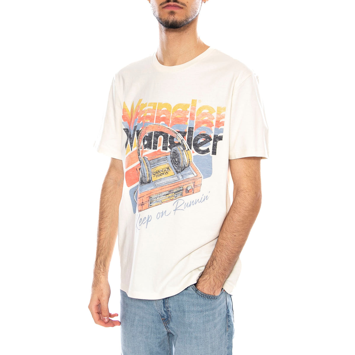 Keep On Runnin Tee Marshmallo W - Maglietta Girocollo Uomo Beige 112378556 . WRANGLER 