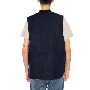 Builders Abraham Rev Vest -- Gilet Uomo Reversibile Rinse Denim Sherpa 03412 RNDNS BRIXTON 