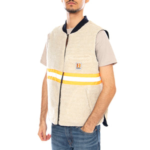 Builders Abraham Rev Vest -- Gilet Uomo Reversibile Rinse Denim Sherpa 03412 RNDNS BRIXTON 