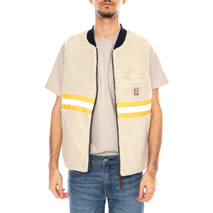Builders Abraham Rev Vest -- Gilet Uomo Reversibile Rinse Denim Sherpa 03412 RNDNS BRIXTON 