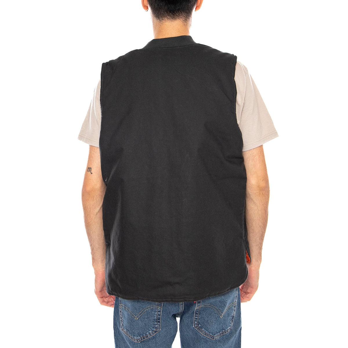 Builders Abraham Rev Vest -- Gilet Uomo Reversibile Washed Nero / Arancione 03412 WBKRO BRIXTON 
