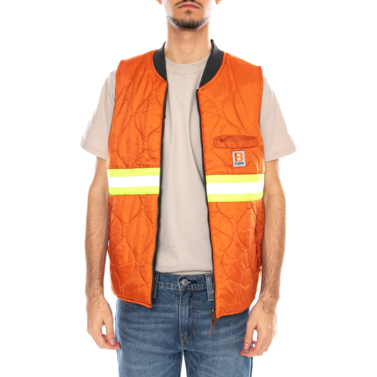 Builders Abraham Rev Vest -- Gilet Uomo Reversibile Washed Nero / Arancione 03412 WBKRO BRIXTON 
