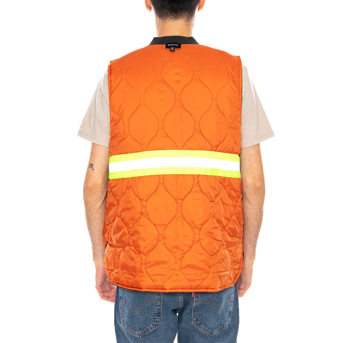 Builders Abraham Rev Vest -- Gilet Uomo Reversibile Washed Nero / Arancione 03412 WBKRO BRIXTON 