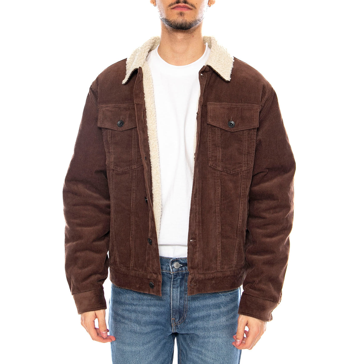 Cable Lined Trucker JKT Pinecone Brown -- Giacca Trucker Uomo Marrone 03444 PNCBN BRIXTON 