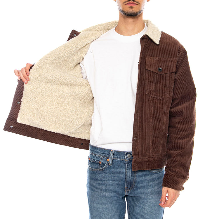 Cable Lined Trucker JKT Pinecone Brown -- Giacca Trucker Uomo Marrone 03444 PNCBN BRIXTON 